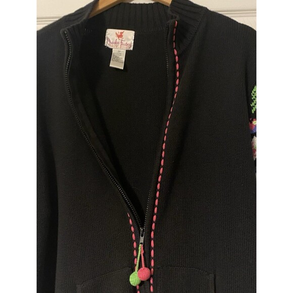 Quaker Factory Sweater full zip sequence beading snowflakes and trees size 2X - Picture 11 of 11